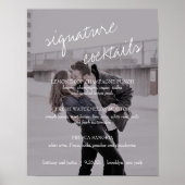 Schwarz-weiße Cocktails Menu Wedding Sign Poster (Vorne)