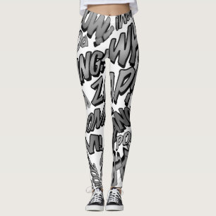 Schwarz-weiße Comic-Book-Pop-Art-Sounds Leggings