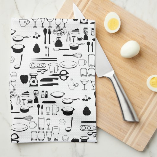 Schwarz-weiße Cookies Geschirrtuch (Viertel Falte)
