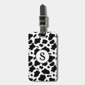 Schwarz-weiße Cow Print Monogram Gepäckanhänger (Vorderseite vertikal)