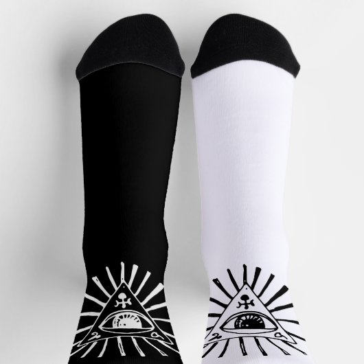 Schwarz-weiße Crew Socken für das dritte Auge (Oben)