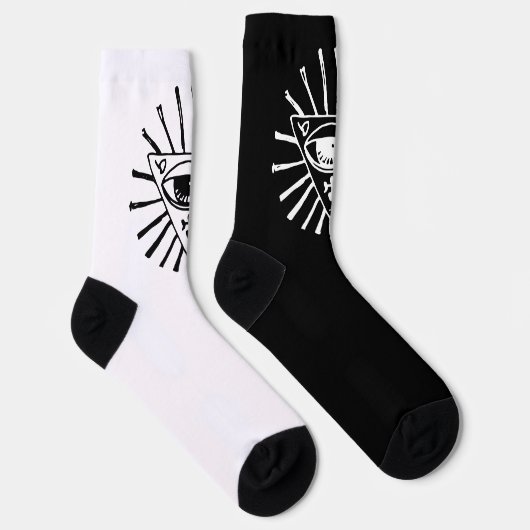 Schwarz-weiße Crew Socken für das dritte Auge (Rechts)