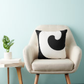 Schwarz-weiße Curl Spiral Minimalistisches Kissen (Stuhl )