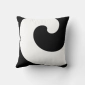 Schwarz-weiße Curl Spiral Minimalistisches Kissen (Rückseite)
