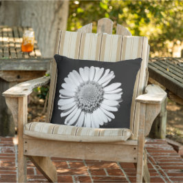 Schwarz-weiße Daisy Floral Art Botanische Fotograf Kissen