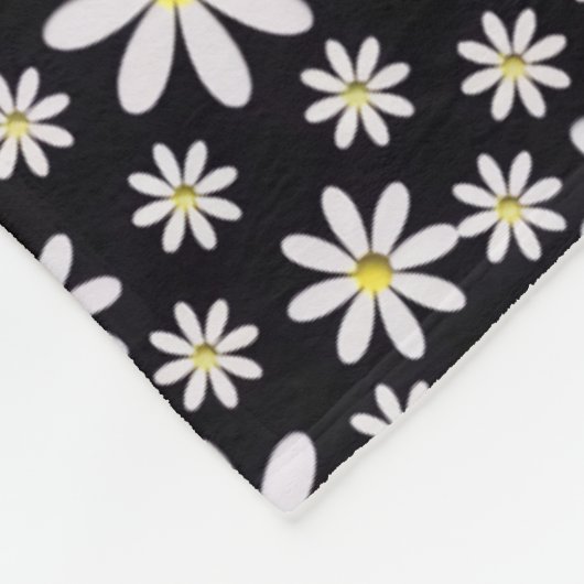 Schwarz-weiße Daisy-Sherpa-Decke Fleecedecke (Ecke)