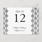 Schwarz-weiße Damask Arabesque Tischnummer Card (Vorderseite)