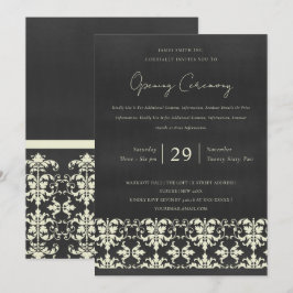 SCHWARZ-WEISSE DAMASK CLASSIC GRAND ÖFFNUNGSZEREMO EINLADUNG