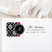 Schwarz-weiße Damask Monogram Address Labels (Insitu)