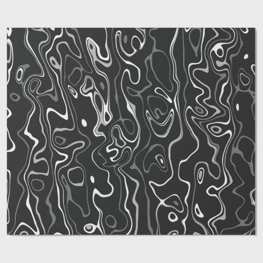 Schwarz-weiße Damaskus abstrakte Wirbel coole Must Geschenkpapier (Flach)