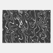 Schwarz-weiße Damaskus abstrakte Wirbel coole Must Geschenkpapier Set (Vorderseite 3)
