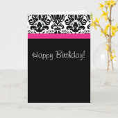 Schwarz-weiße Damaskus- und Hot-Pink-Karte Karte (Gelbe Blume)