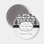 Schwarz-weiße Damaskus-Wirbel, Save the Date Vögel Magnet (Vorderseite/Rückseite)