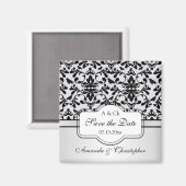 Schwarz-weiße Damaskus-Wirbel, Save the Date Vögel Magnet (Vorderseite/Rückseite)