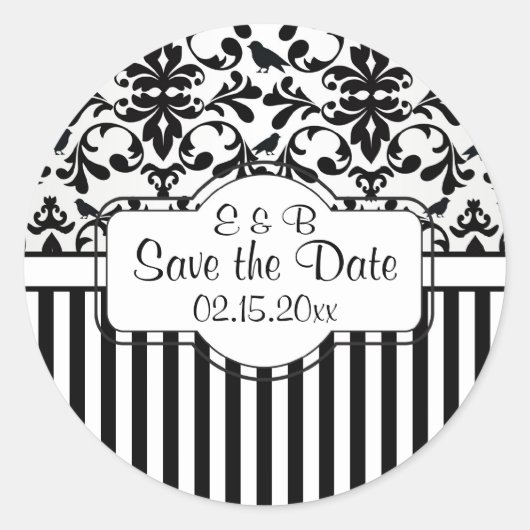 Schwarz-weiße Damaskus-Wirbel, Streifen Save the D Runder Aufkleber (Vorderseite)