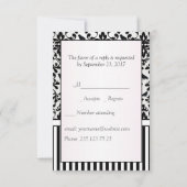 Schwarz-weiße Damaskus-Wirbel, Vögel, Streifen UAW RSVP Karte (Rückseite)