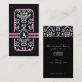 Schwarz-weiße Damastrosa-Band Visitenkarte (Vorne/Hinten)