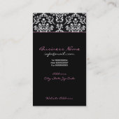 Schwarz-weiße Damastrosa-Band Visitenkarte (Rückseite)