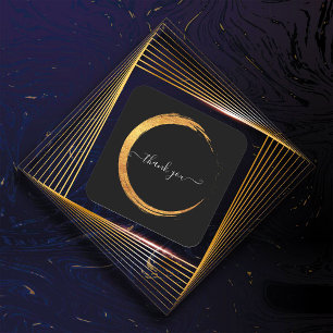 Schwarz-weiße Dankbarkeit Gold Frame Modern Quadratischer Aufkleber