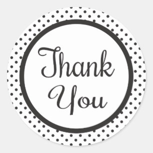 Schwarz-Weiße Danke-Punkte Runder Aufkleber