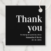 Schwarz-weiße Dankeschön-Hochzeitsfeier Geschenkanhänger (Rückseite)