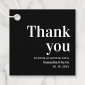 Schwarz-weiße Dankeschön-Hochzeitsfeier Geschenkanhänger (Vorderseite)