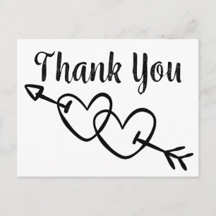 Schwarz-Weiße Dankeschön-Hochzeitsherzen Postkarte