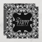Schwarz-weiße Dekoration Spitzenklasse Abendessen  Einladung (Vorne/Hinten)