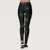 Schwarz-weiße Designer Kronen Frauen Leggings (Rückseite)