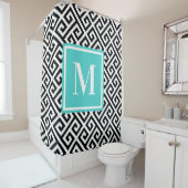 Schwarz-weiße Diagonal-griechisches Schlüsselmonog Duschvorhang (Beispiel)