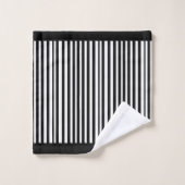 Schwarz-weiße Diagonalstreifen Badhandtuch Set (Waschlappen)