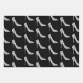 Schwarz-weiße Diamant High Heel Shoel Wedding Geschenkpapier Set (Vorderseite)