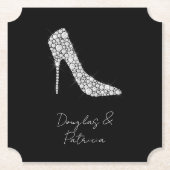 Schwarz-weiße Diamant High Heel Shoel Wedding Untersetzer (Vorderseite)