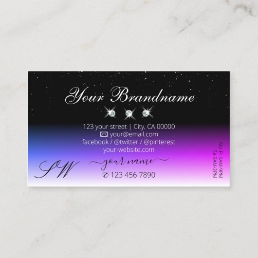 Schwarz-weiße Diamanten Rosa Lila Farbstiche Visitenkarte (Rückseite)
