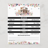 Schwarz-weiße Dogengroomer-Berichtskarte (Rückseite)