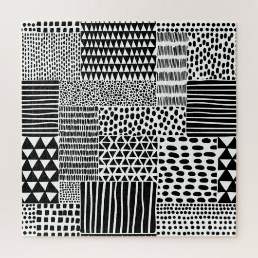 Schwarz-weiße Doodle: ethnisch nahtlos Puzzle (Vertikal)