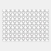 Schwarz-weiße Doodle-Herzen niedliches weißes Must Geschenkpapier Set (Vorderseite)