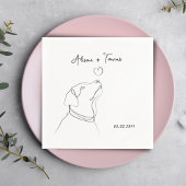 Schwarz-weiße Doodle-Verlobung-Hochzeitsmonographi Serviette