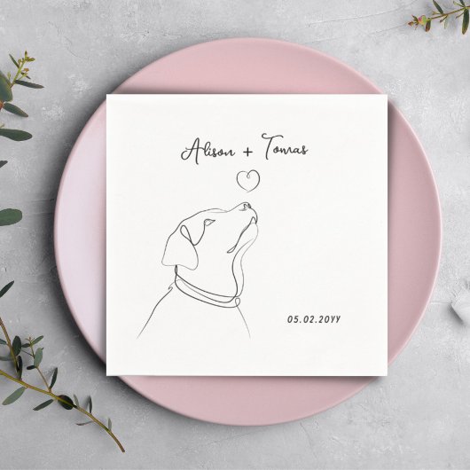 Schwarz-weiße Doodle-Verlobung-Hochzeitsmonographi Serviette