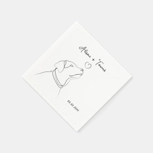 Schwarz-weiße Doodle-Verlobung-Hochzeitsmonographi Serviette (Ecke)