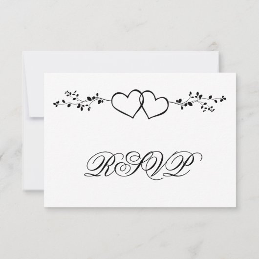 Schwarz-weiße doppelte Herzen Hochzeitweise RSVP-K RSVP Karte (Rückseite)