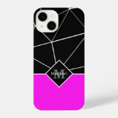 Schwarz-weiße Dreieck-Geometrie Neopink Monogramm iPhone Hülle (Rückseite)
