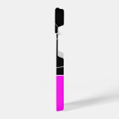 Schwarz-weiße Dreieck-Geometrie Neopink Monogramm iPhone Hülle (Linke Seite)