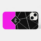 Schwarz-weiße Dreieck-Geometrie Neopink Monogramm iPhone Hülle (Rückseite (Horizontal))