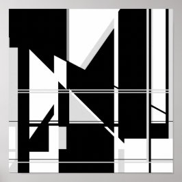 Schwarz-weiße Dreiecke im Abstrakten Labyrinth-Des Poster