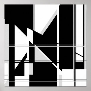 Schwarz-weiße Dreiecke im Abstrakten Labyrinth-Des Poster