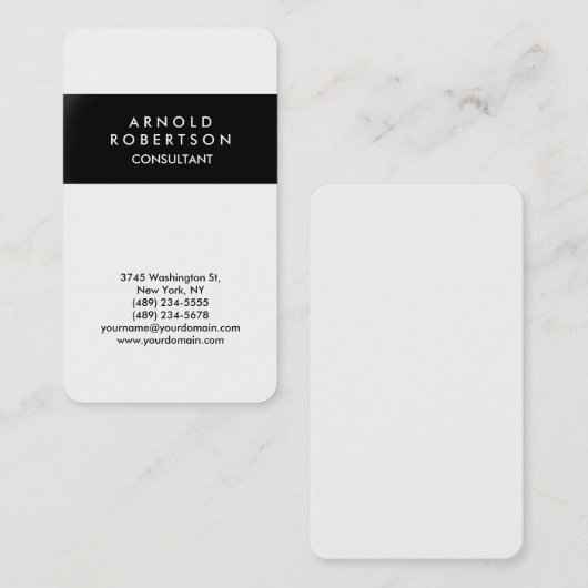 Schwarz-weiße Ecke Rounded Corner Visitenkarte (Vorne/Hinten)