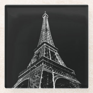 Schwarz Weiße Eiffelturm Paris Reise Vintage  Glasuntersetzer