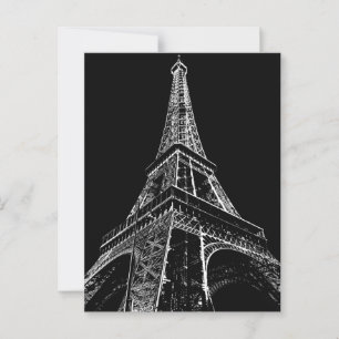 Schwarz Weiße Eiffelturm Paris Reise Vintage Postkarte