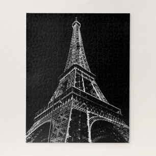 Schwarz Weiße Eiffelturm Paris Reise Vintage  Puzzle